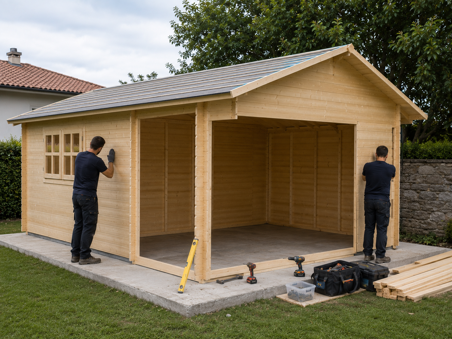 Instalación de caseta de madera panelada 21m2 - LLAVE EN MANO DECOR ET JARDIN