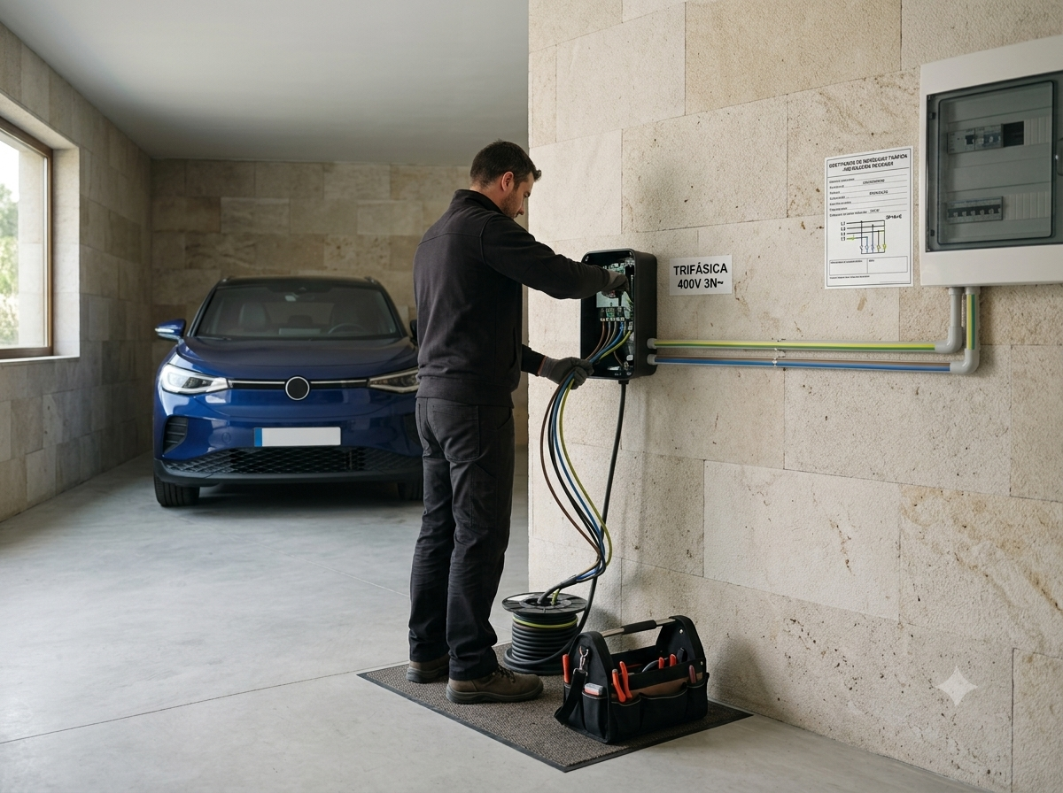 Instalación de cargador de coche eléctrico (básica trifásica)