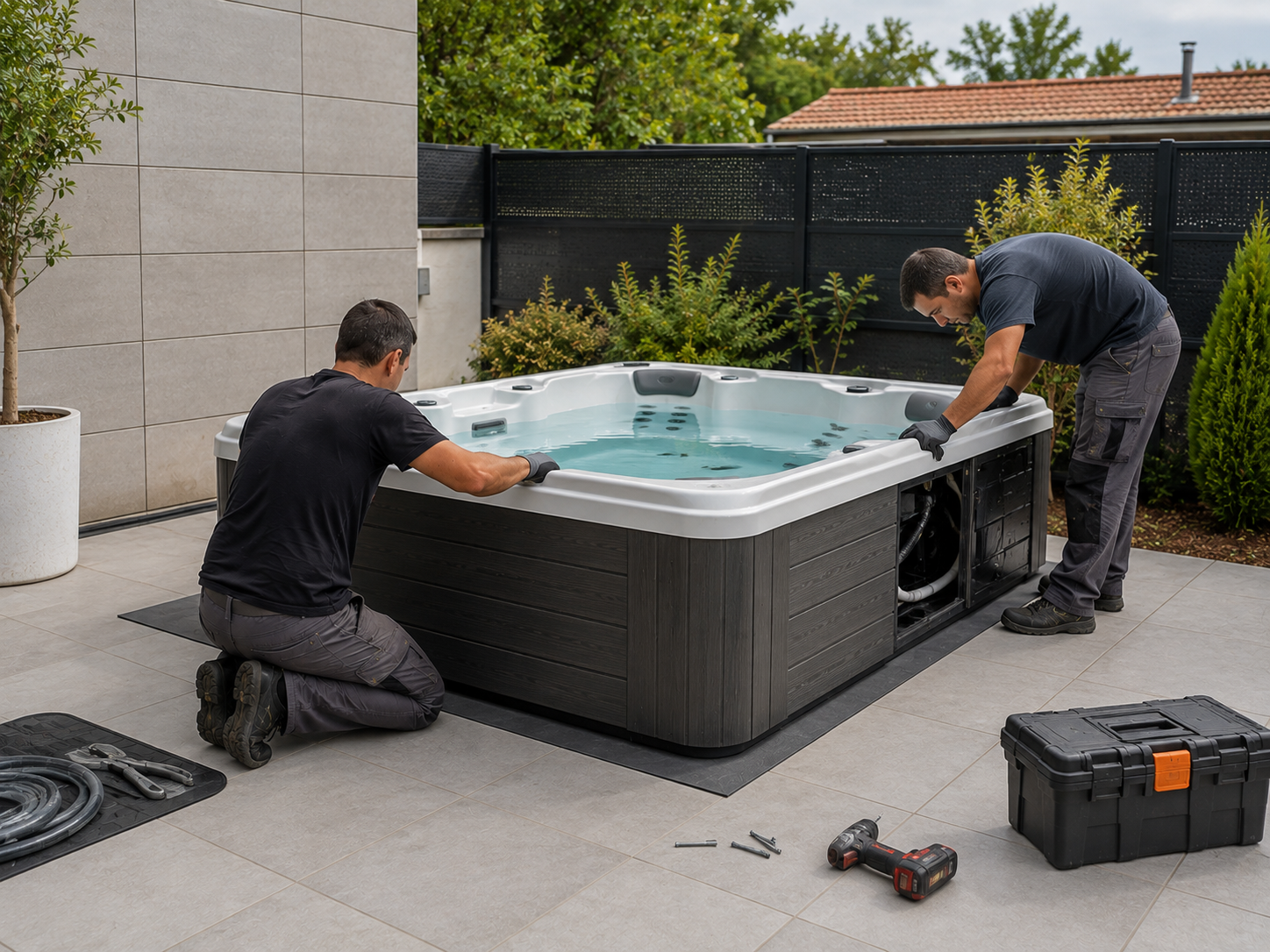 Instalación spa jardín