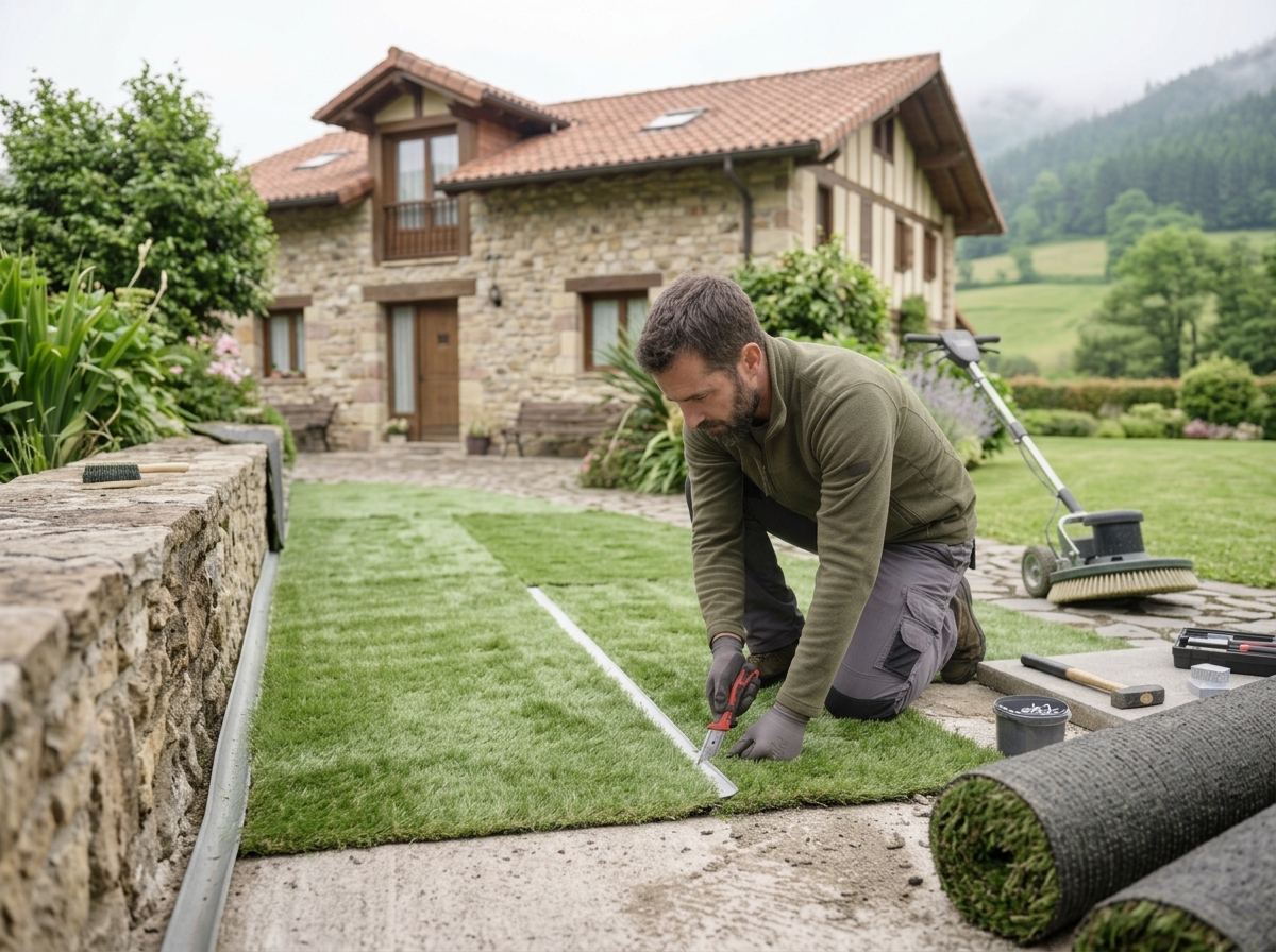 Instalación de césped artificial sobre terreno hasta 40 m2