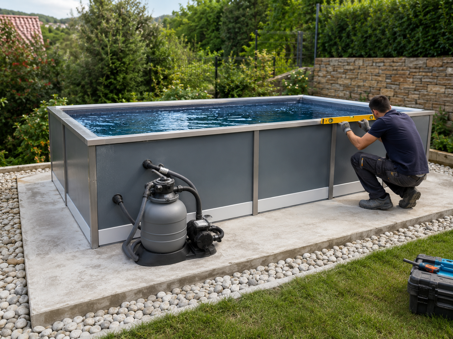Instalación de piscina elevada sobre superficie hasta 6m2 , llave en mano NEWATER 