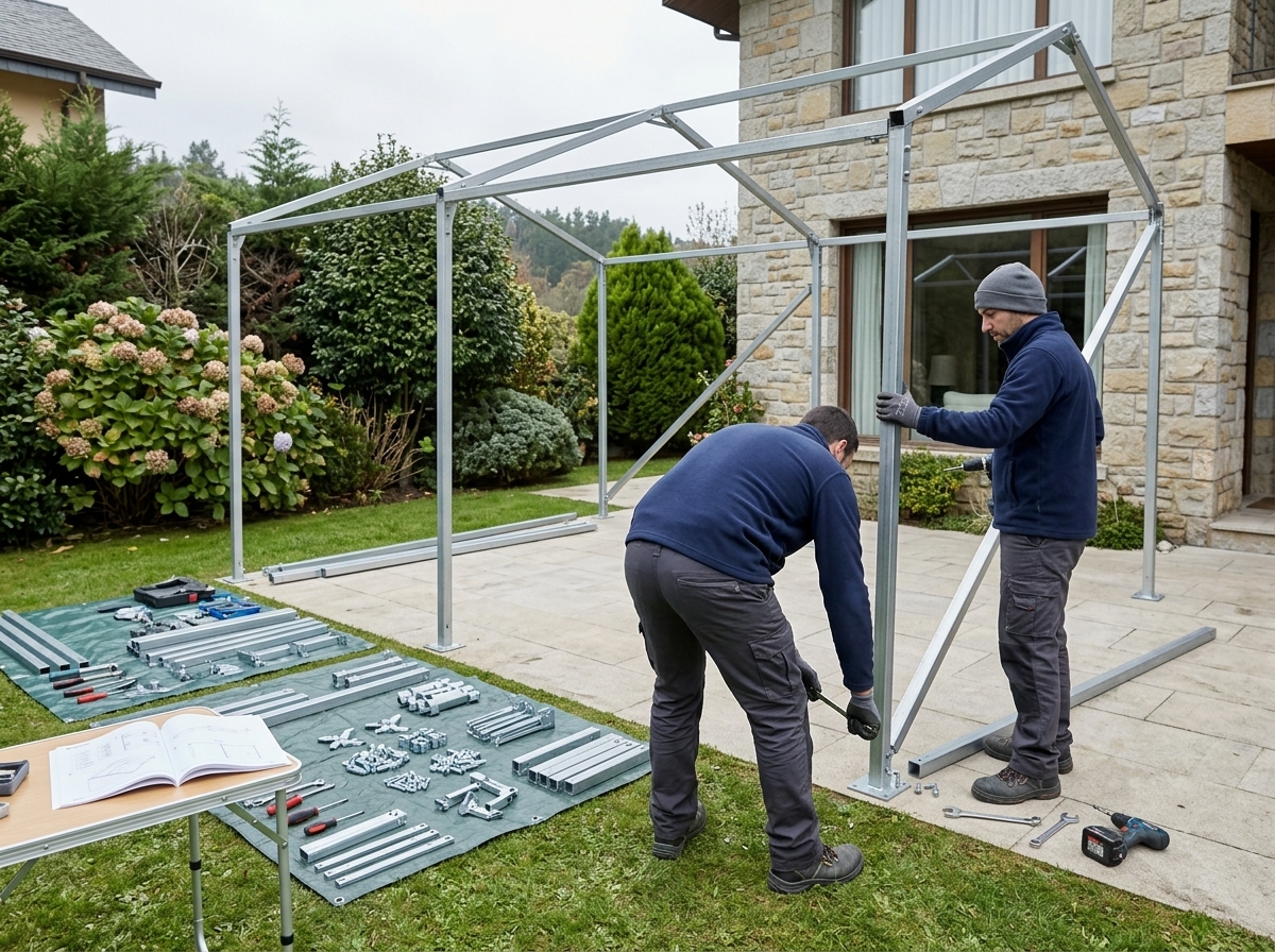 Instalación de carpa de acero