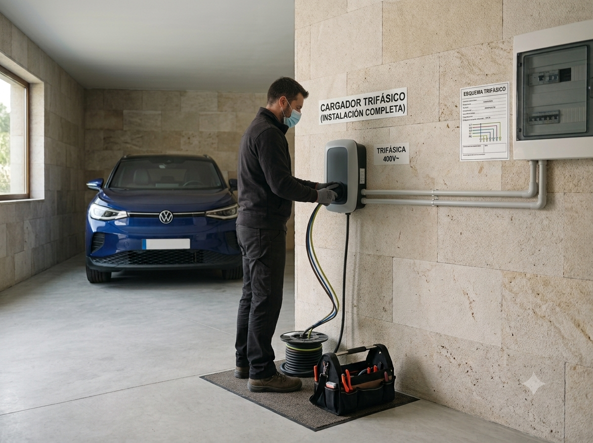 Instalación de cargador de coche eléctrico (completa trifásica)