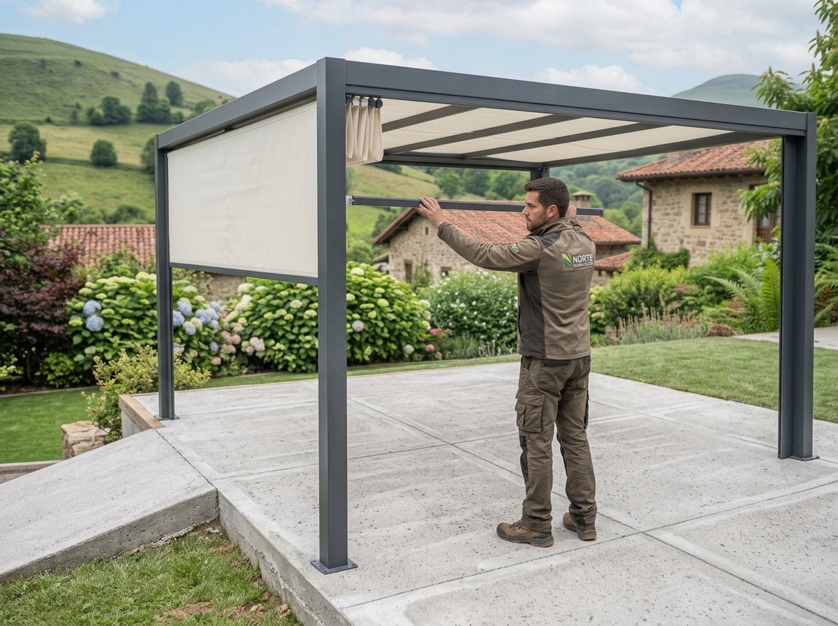 Instalación de pérgola con toldo