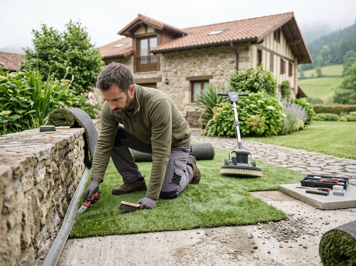 Instalación de césped artificial sobre solera hasta 40 m2