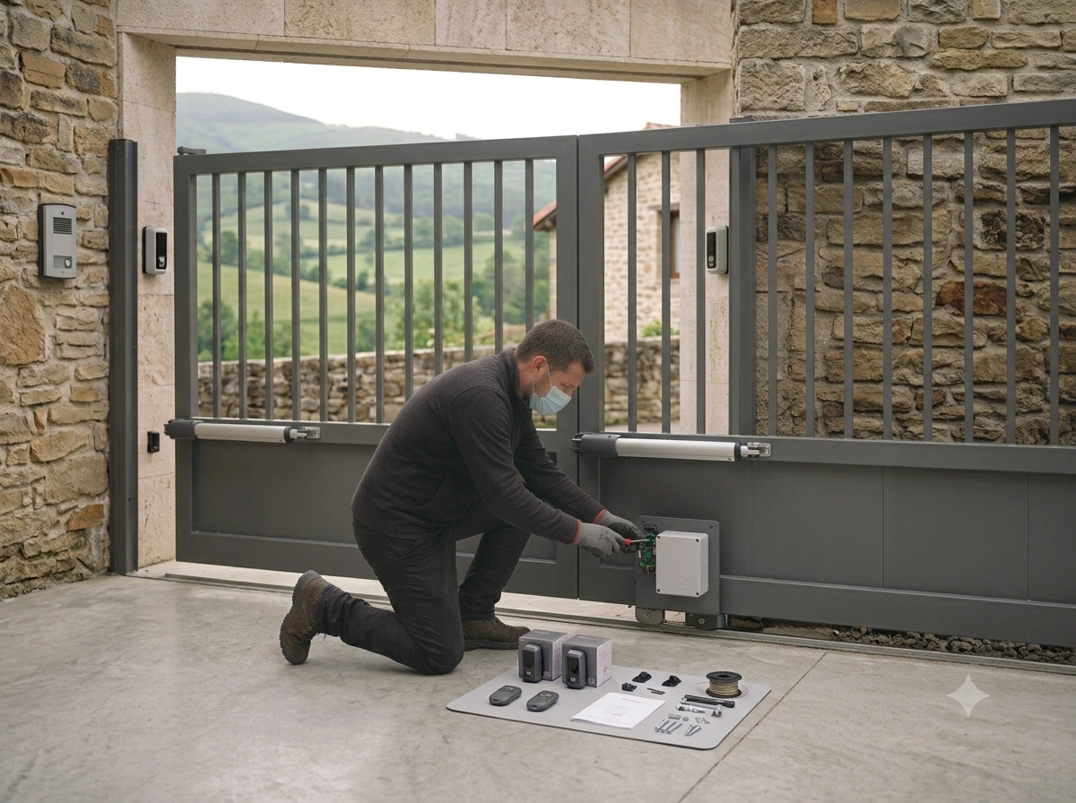Instalación basica motores para puertas batientes de 2 hojas