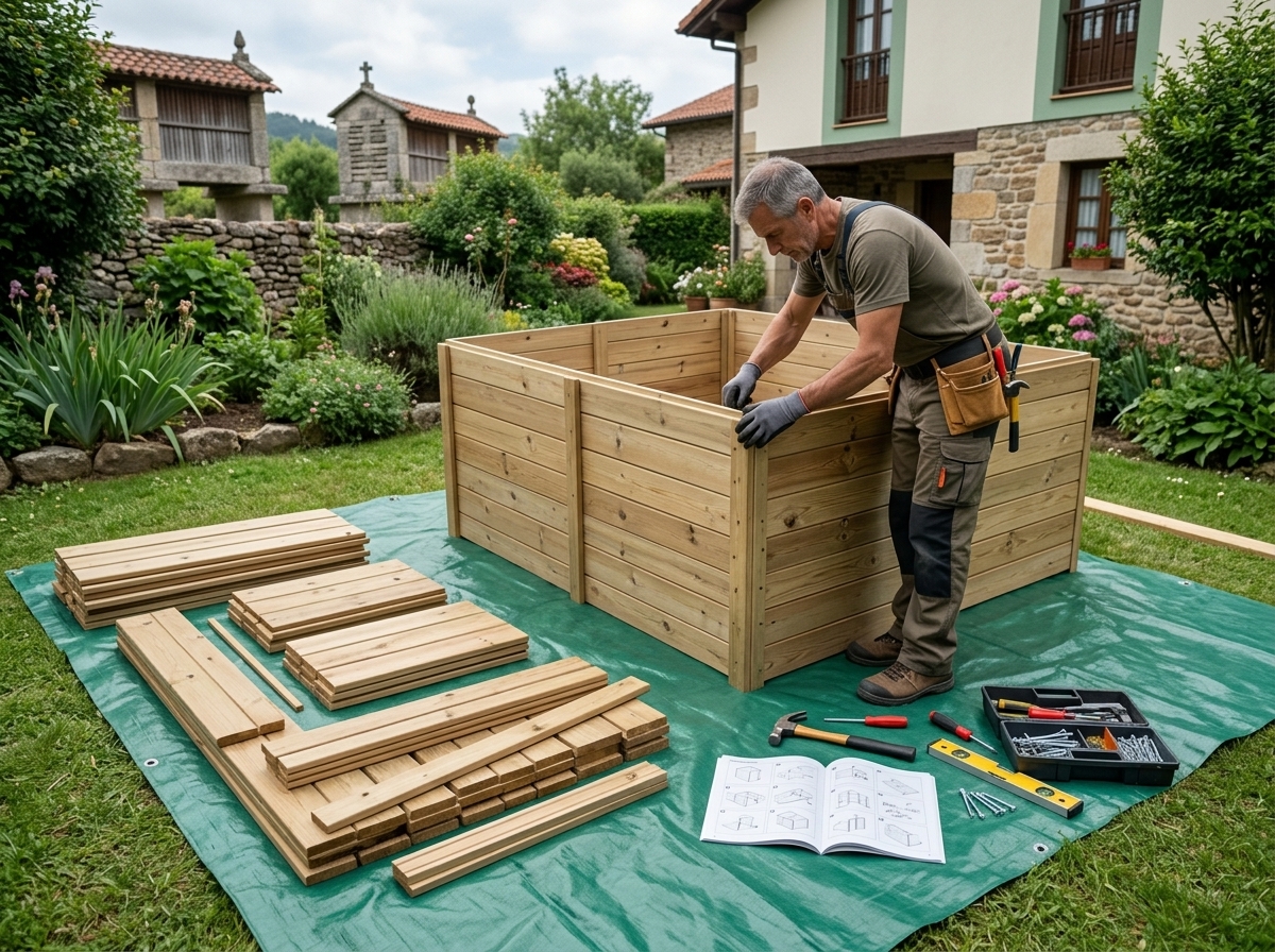 Instalación de caseta de madera panelada 