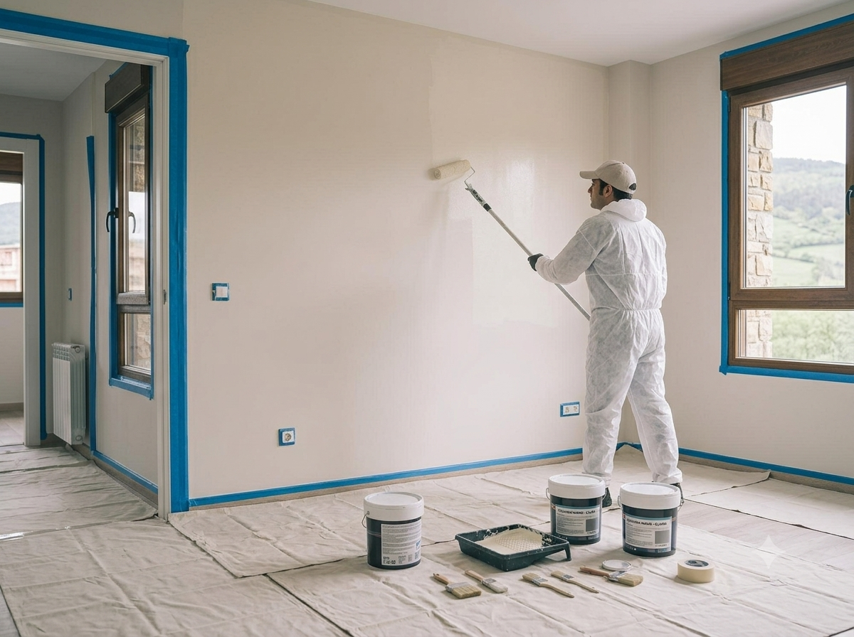 Pintura de habitación dos manos (mínimo 30 m2)