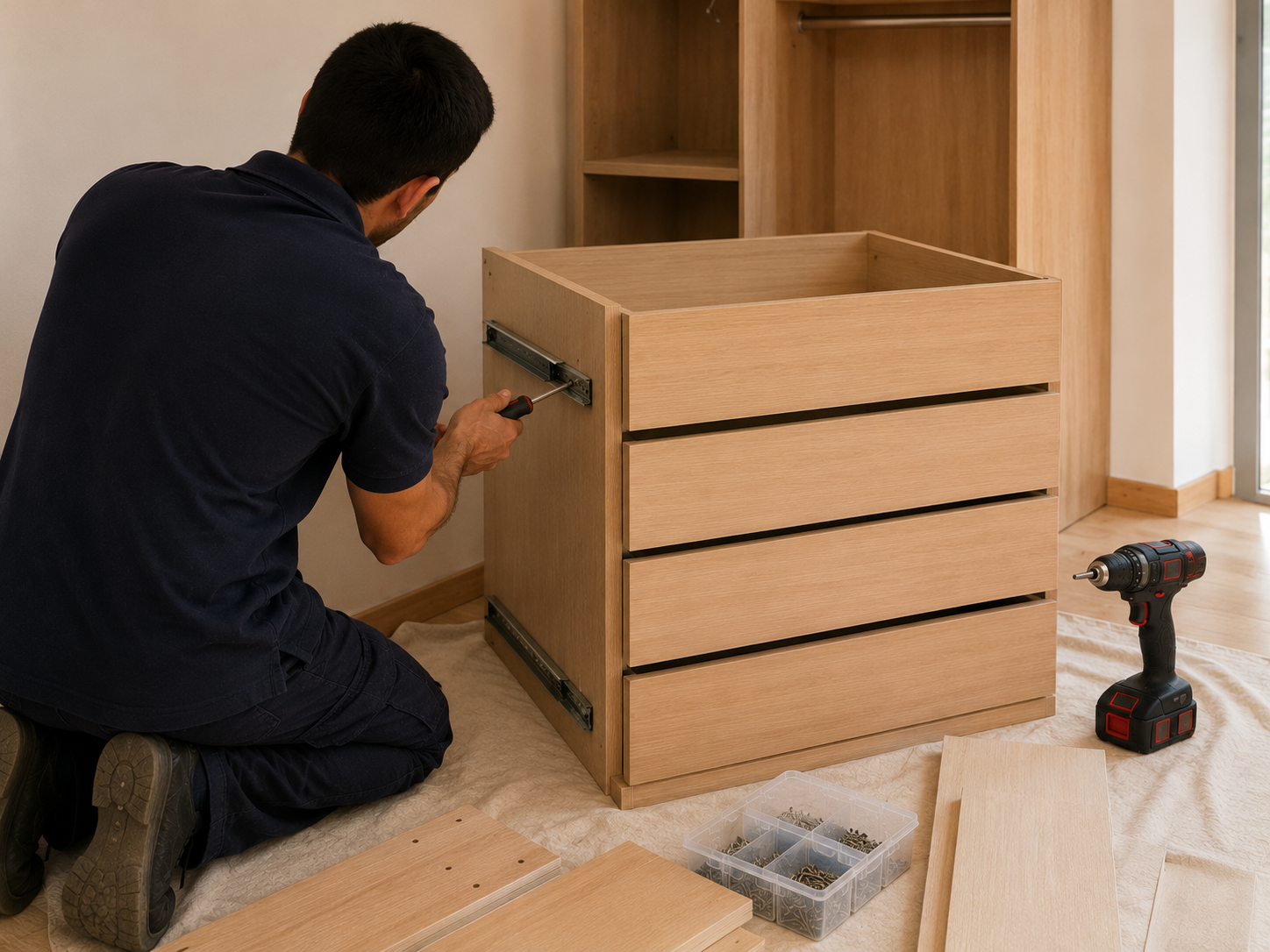 Montaje de cajonera en kit