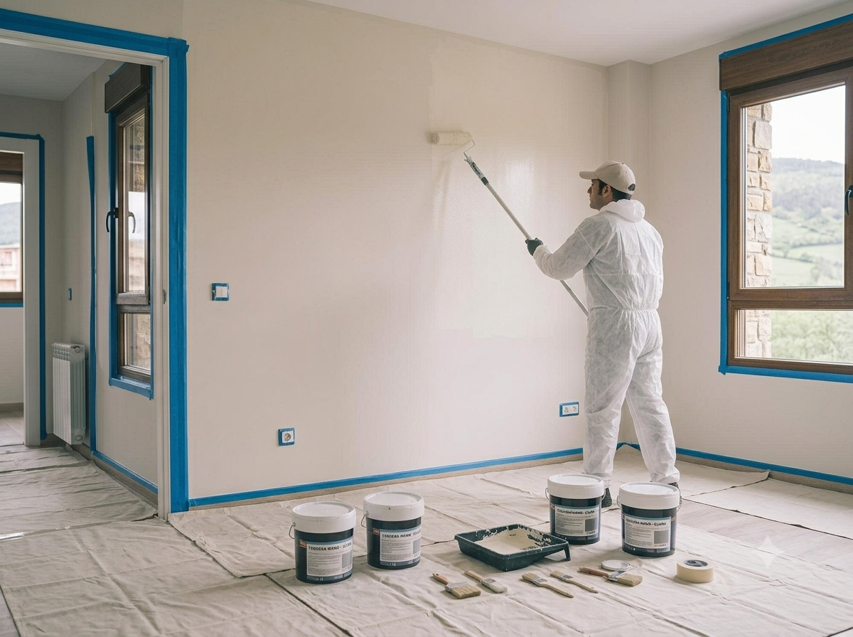 Pintura de habitación tres manos (mínimo 30 m2)